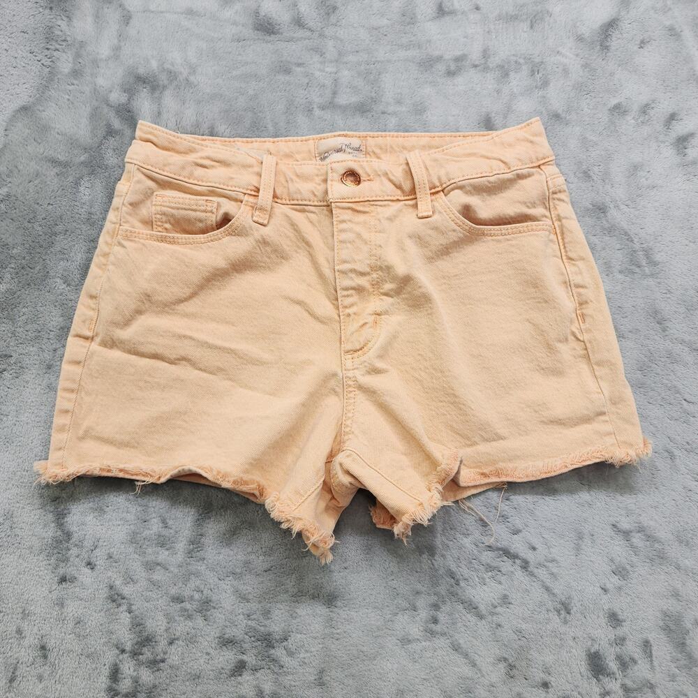 Universal Thread Shorts Womens 6/28 Orange Vintage Midi Raw Hem‎ Stretch Denim